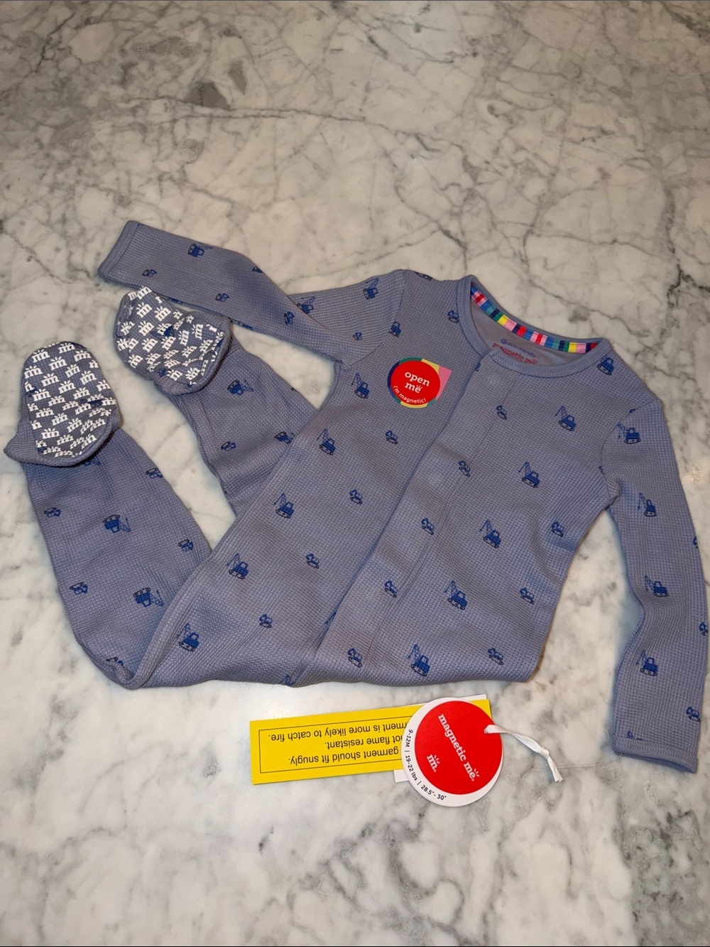 NWT Magnetic Me Light Blue Waffle Footie